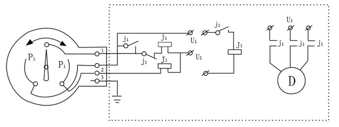 磁助式電接點(diǎn)壓力表電氣電路連接示意圖