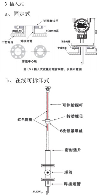 高爐煤氣流量計插入式安裝示意圖