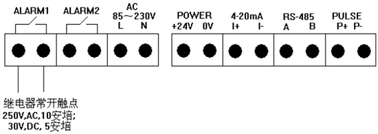 煙氣流量表報警輸出接線(xiàn)圖